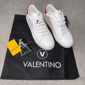 Valentino Petra Leather Sneakers with red accents